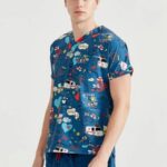 Hospital Medical Scrub Unisex Ambulance Patterned Scrub Set, V Neck Scrub Set