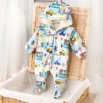 Quilted Padded Baby Fur Printed Jumpsuit