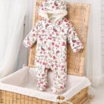 Quilted Padded Baby Fur Printed Jumpsuit