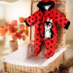 Quilted Padded Baby Fur Penguin Printed Jumpsuit