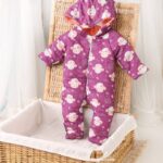 Three 3 layered Quilted Padded Baby Fur Printed Jumpsuit